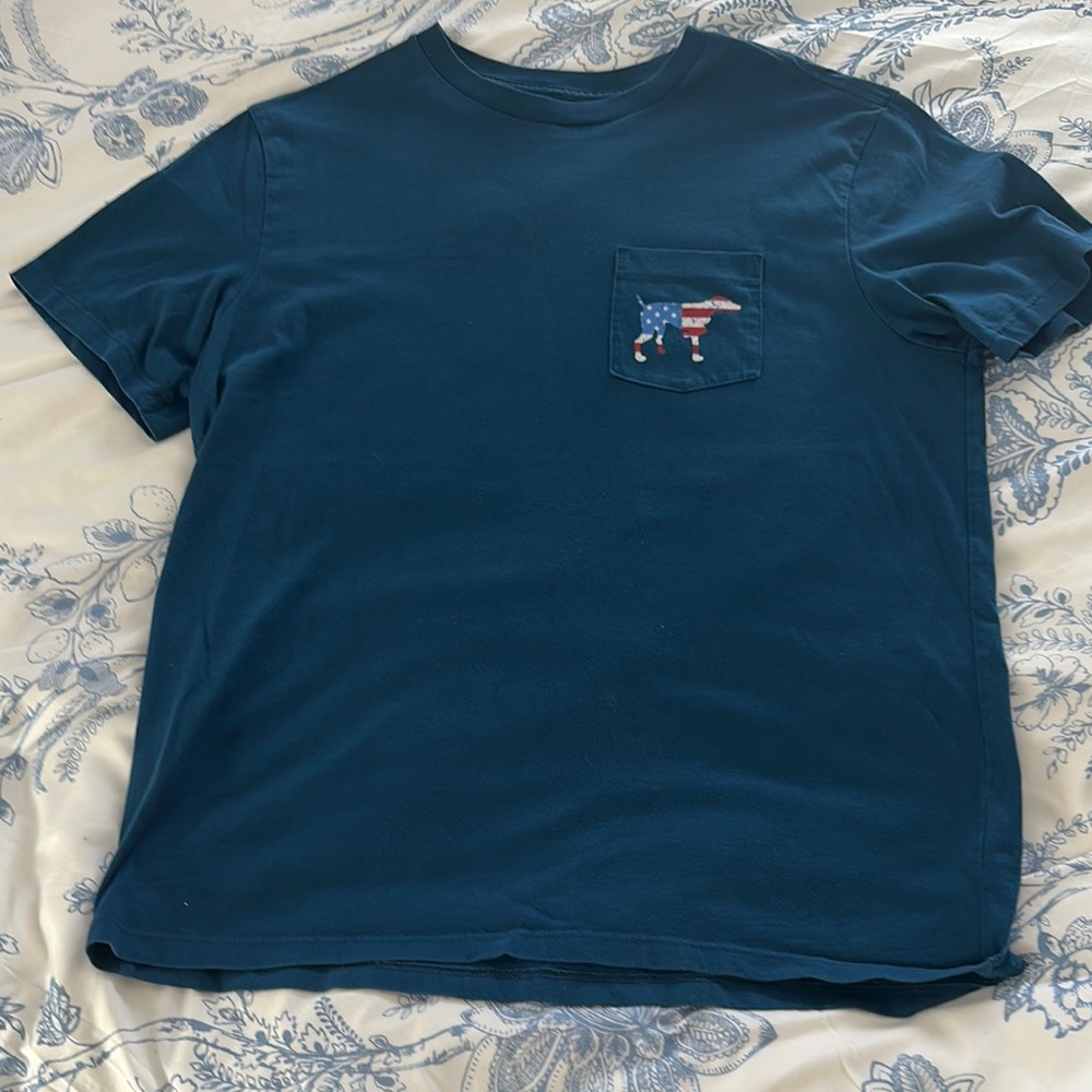 Blue Short Sleeve Tee with Chest Design